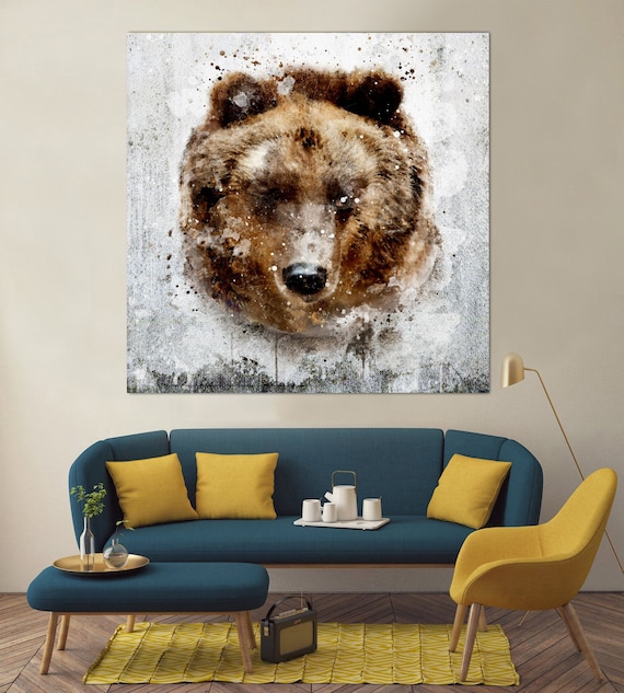 Bear Canvas Wall Art Abstract Wild Animals Art Grizzly Multi Panel