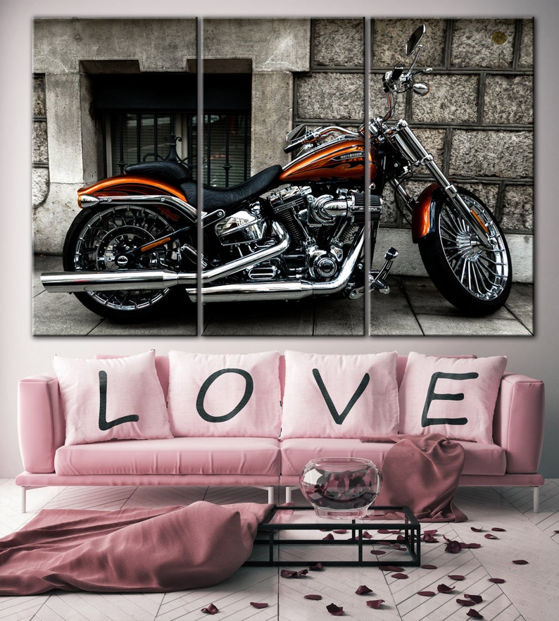 Harley Davidson canvas Vintage Bike Canvas Motorbike wall art Etsy