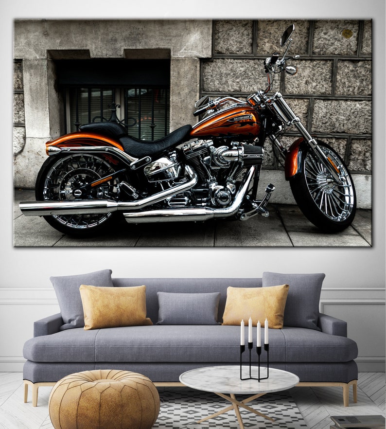 Harley Davidson canvas Vintage Bike Canvas Motorbike wall art Etsy