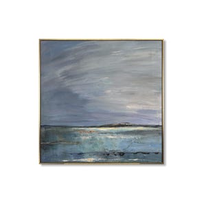 Abstract Ocean Landscape Painting in Blue Tones