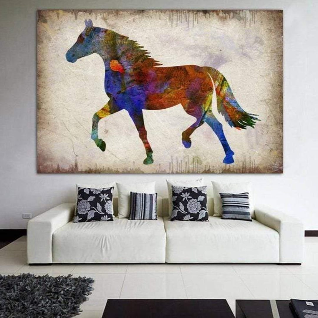Colorful Abstract Horse Print – Modern Watercolor Stallion Wall Art ...