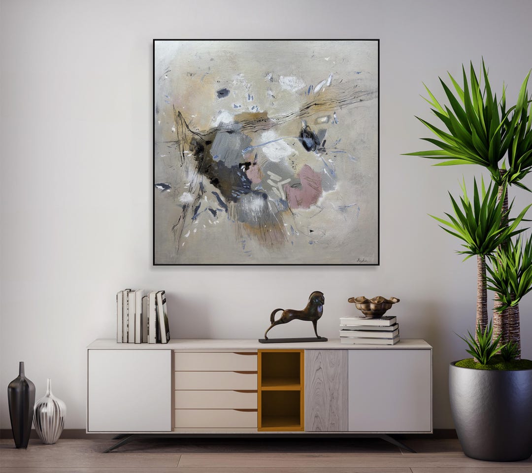 Large Textured Beige Gold Gray Abstract Painting Original Luxury ...