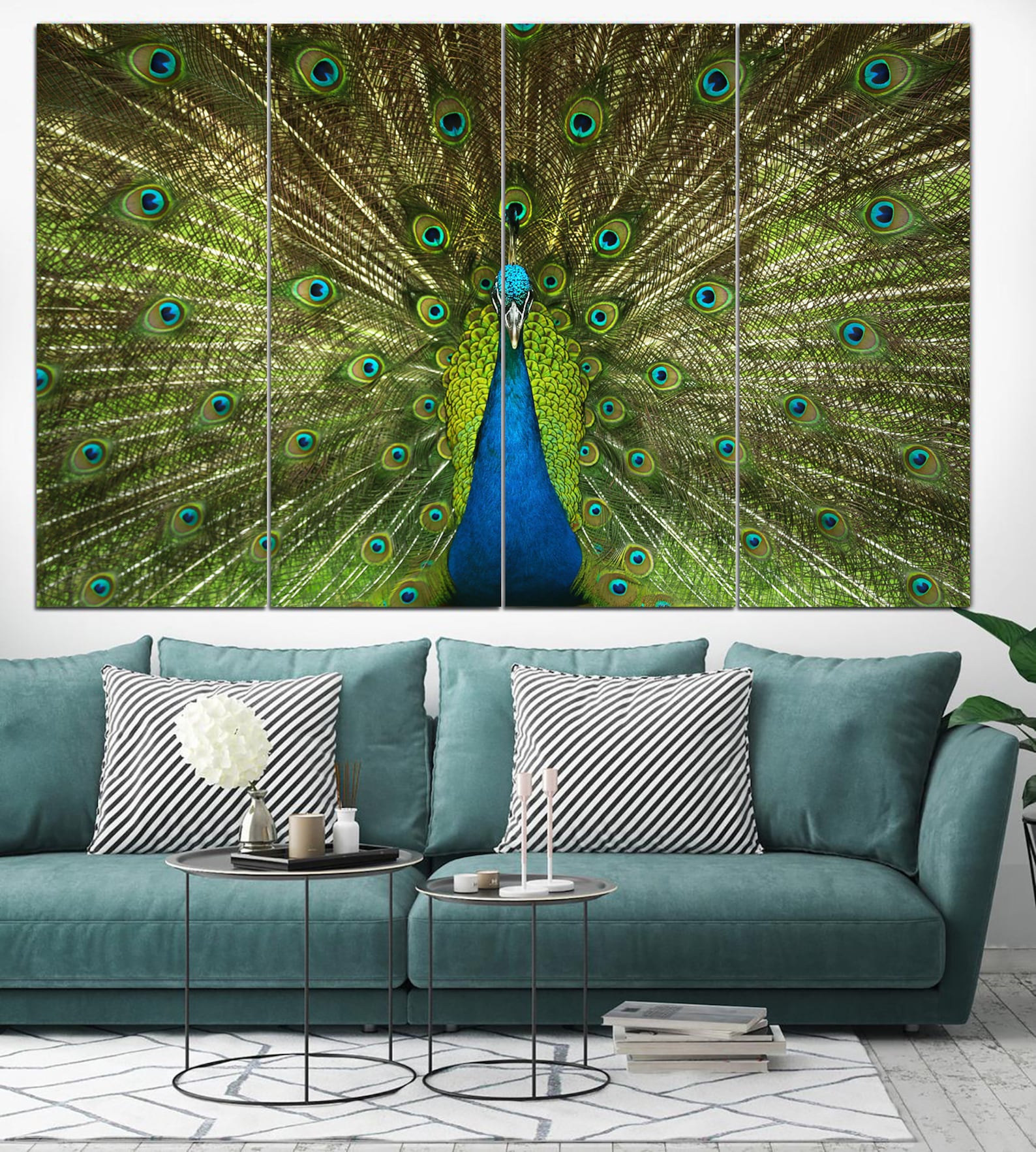 Large Print Peacock Wall Art Peacock Art Canvas Bird Poster Etsy