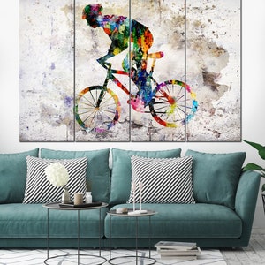 Abstract Cyclist Print On Canvas Road Bicycle Racing Poster Cyclist Print Cycling Illustration Road Cyclist Race Wall Hanging Deocr Wall Art image 3