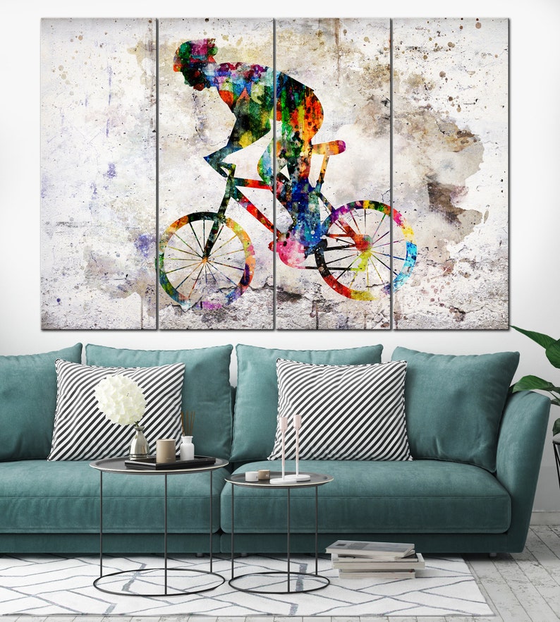 Abstract Cyclist Print On Canvas Road Bicycle Racing Poster Cyclist Print Cycling Illustration Road Cyclist Race Wall Hanging Deocr Wall Art image 3