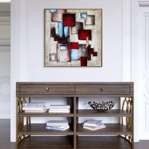 Abstract Painting Colorful Geometric Blocks Paintings on Canvas Original Art Textured Wall Art Painting Abstract Minimalist Decor 28&quot;x28&quot;
