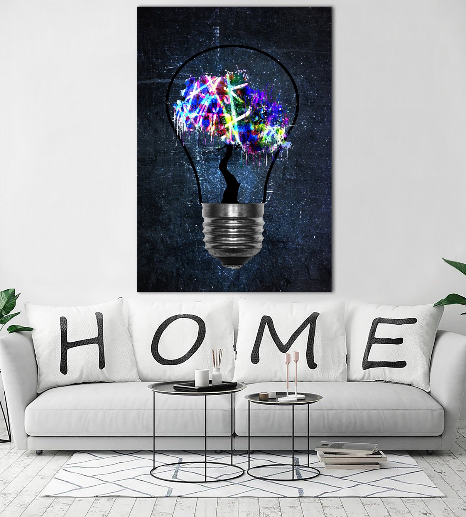 Light Bulb Canvas Wall Art Bulb Print Hipster Artwork Fancy Etsy