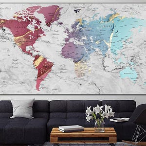 Grote abstracte kleurrijke kaart canvas muurkunst kleurrijke wereldkaart moderne multipaneelafdruk moderne wereldkaart muur hangend decor voor kantoor