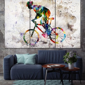 Abstract Cyclist Print On Canvas Road Bicycle Racing Poster Cyclist Print Cycling Illustration Road Cyclist Race Wall Hanging Deocr Wall Art image 2