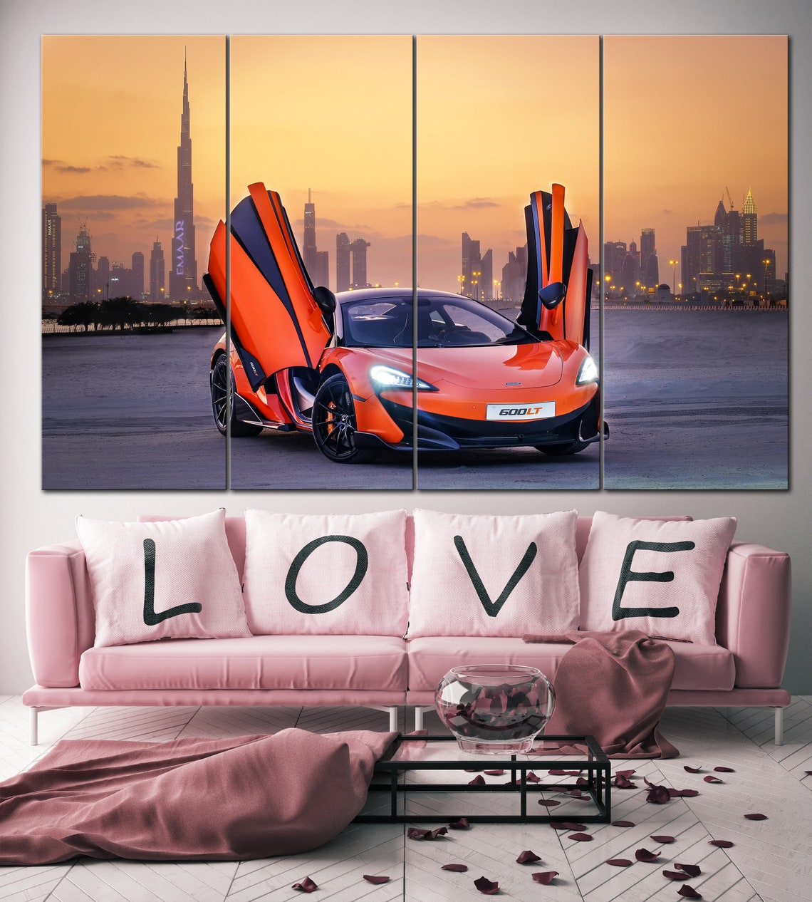 Large Print On Canvas Sport Car Poster Canvas Print Orange Etsy