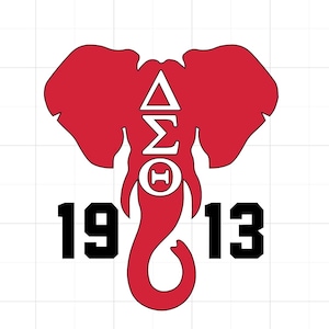 May include: A red elephant logo with white Greek letters and the numbers 1913 in black. The elephant's trunk forms a stylized shape. The background is white with a subtle grid pattern.