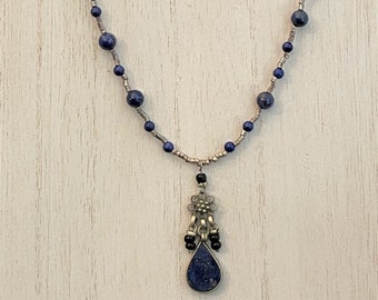 Blue Denim Lapis Lazuli pendant necklace
