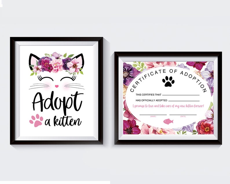 Adopt a Kitten Kitten Adoption Sign Cat Party Kitten Party | Etsy