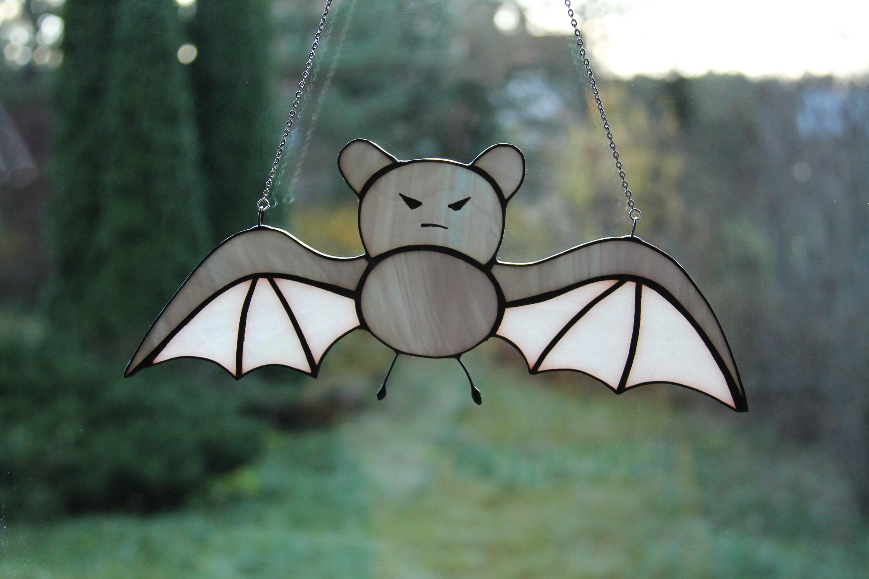 Bat Stained Glass / Suncatcher Flying Bat / Bat Wall Hanging / Etsy