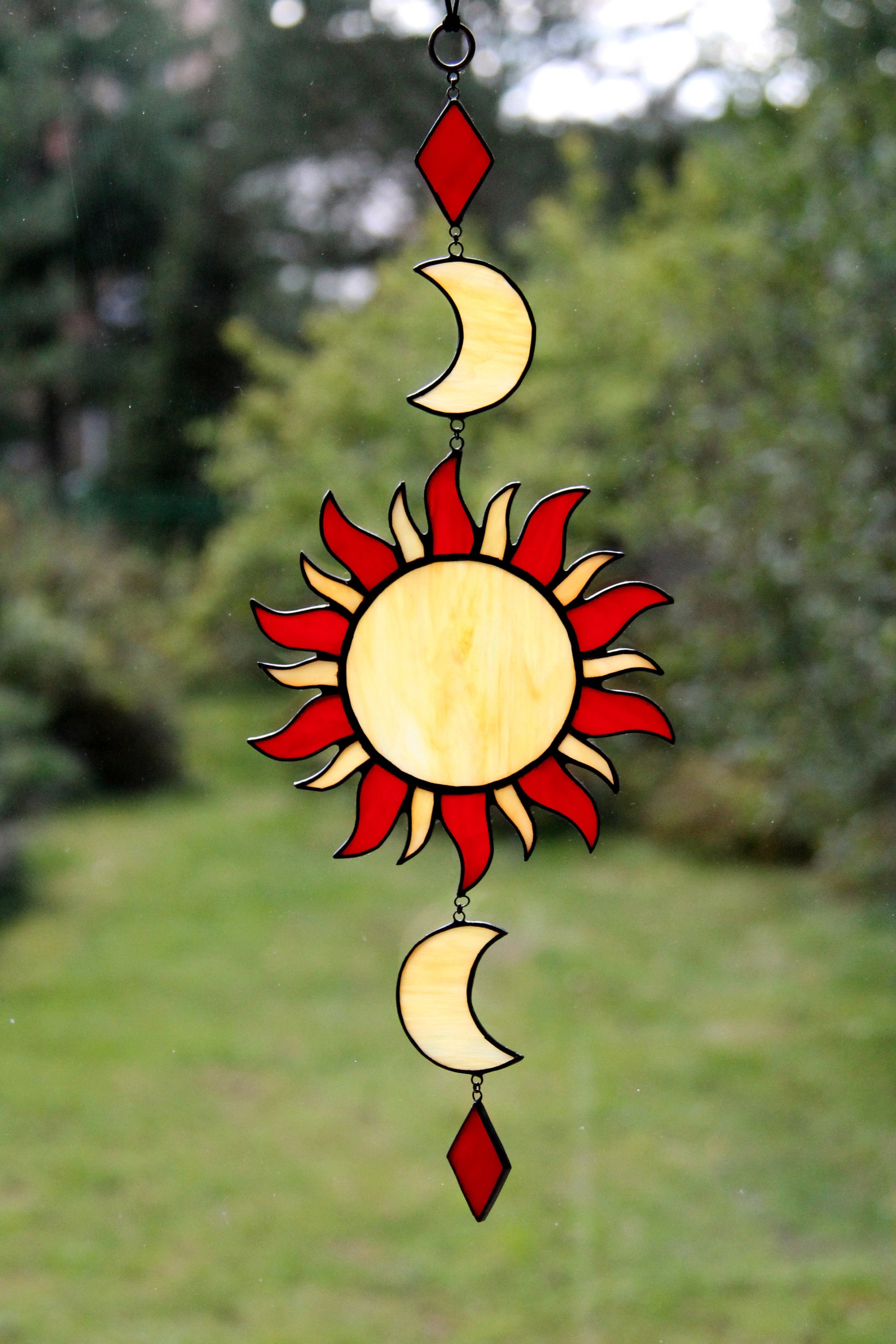 Stained glass sun and moon / celestial stained glass Etsy