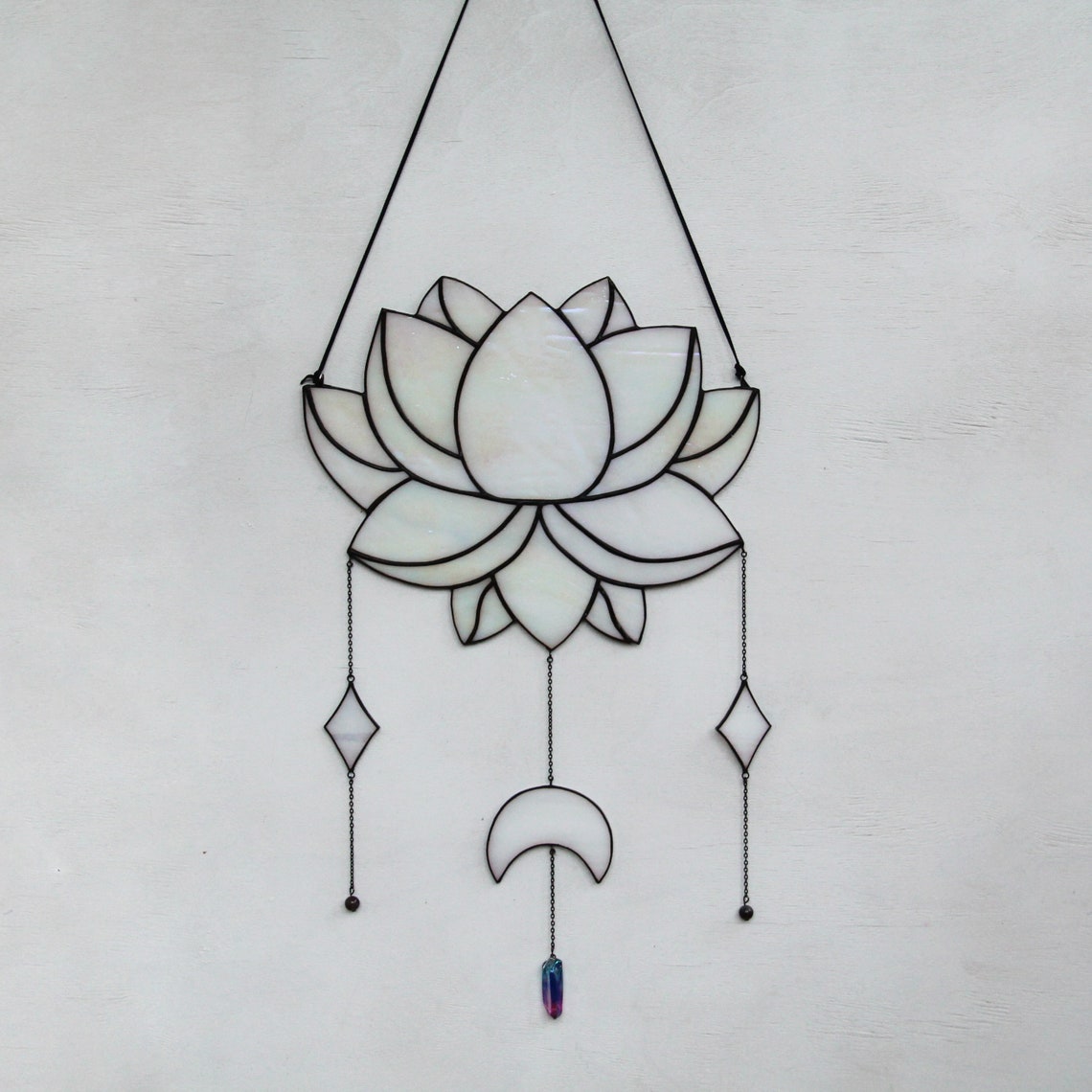 Lotus wall decor / lotus flower wall hanging with crescent Etsy