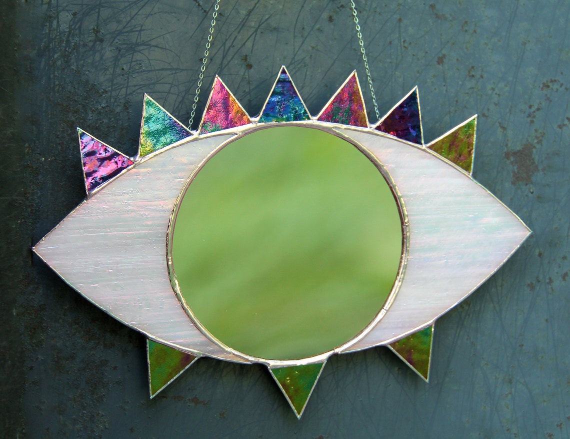 Evil eye mirror from Iridescent stained glass / evil eye Wall Etsy