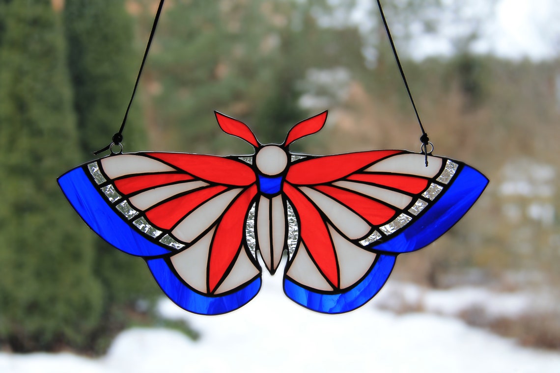 Pattern stained glass moth sun catcher butterfly suncatcher Etsy