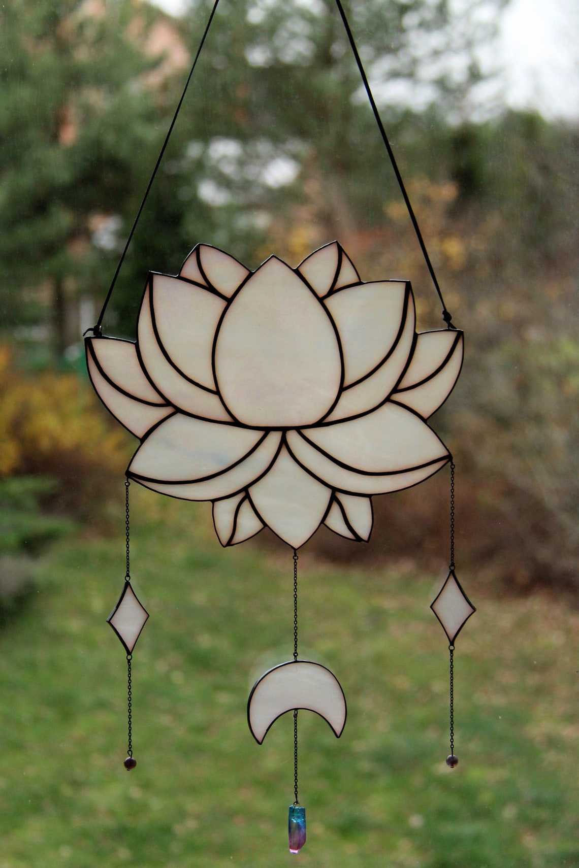 Lotus wall decor / lotus flower wall hanging with crescent Etsy