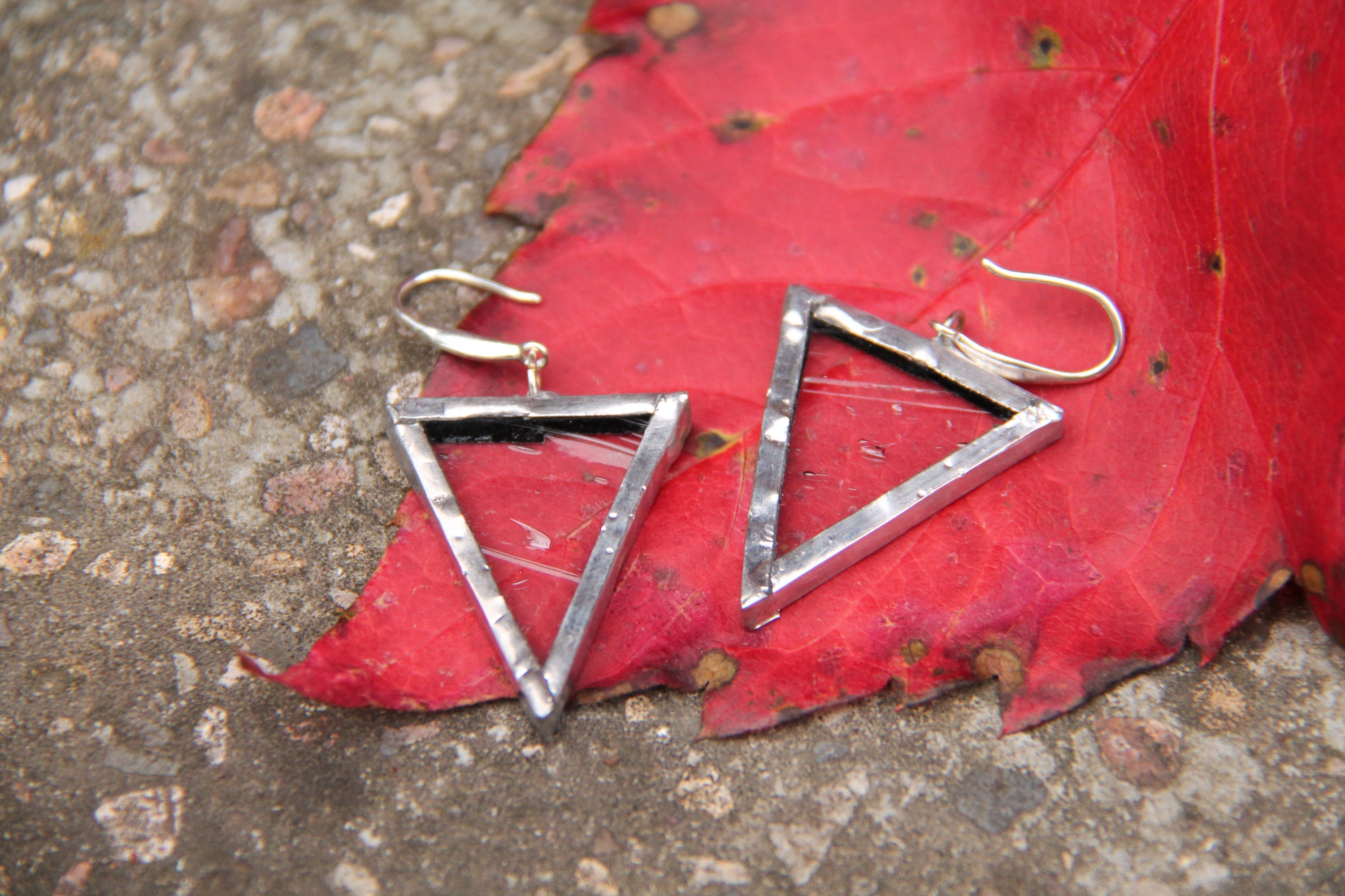 Transpared glass earring geometry stained glass earring Etsy