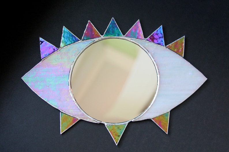 Evil eye mirror from Iridescent stained glass / evil eye Wall Etsy