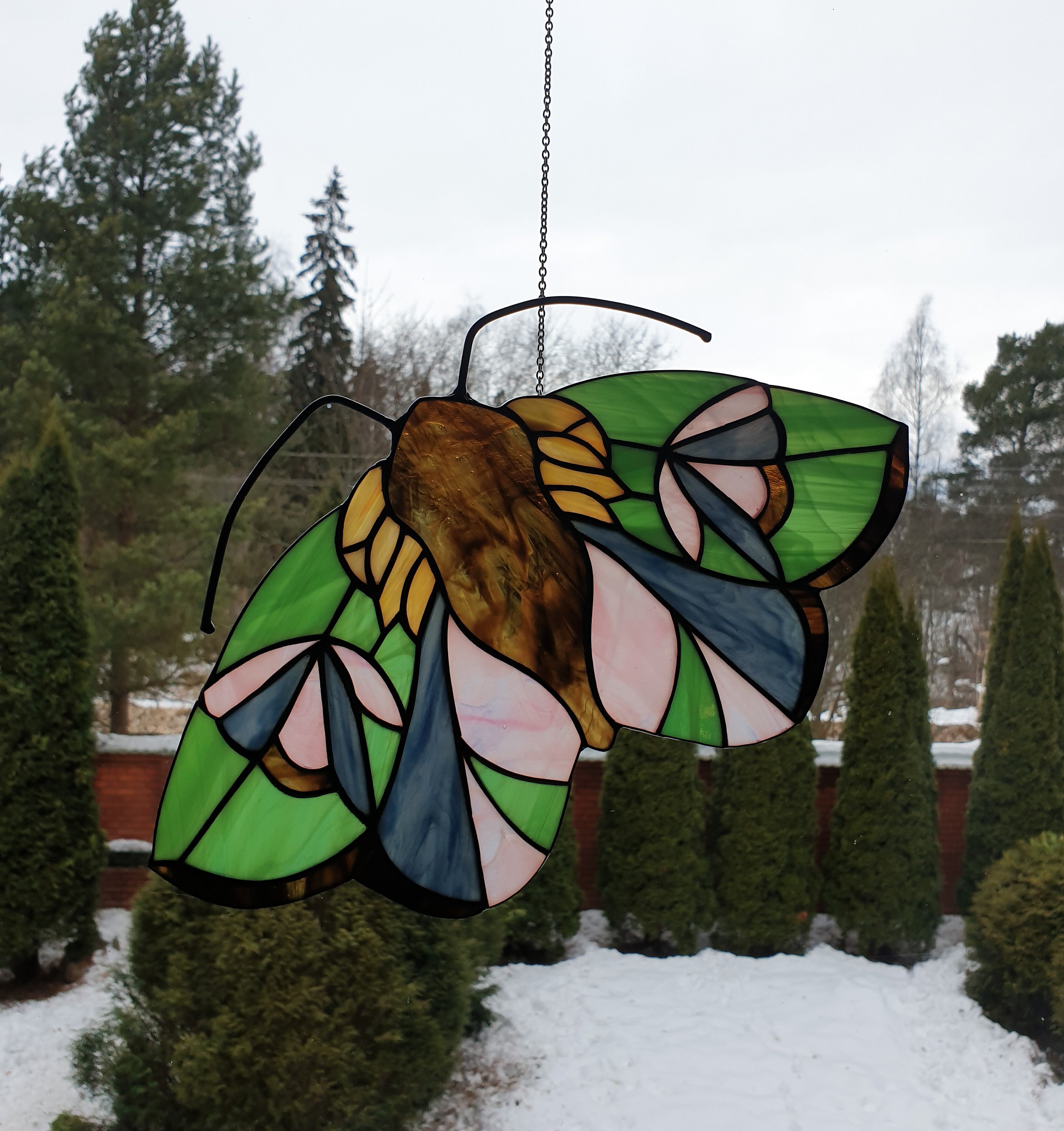 Stained glass moth suncatcher butterfly sun catcher moth art Etsy