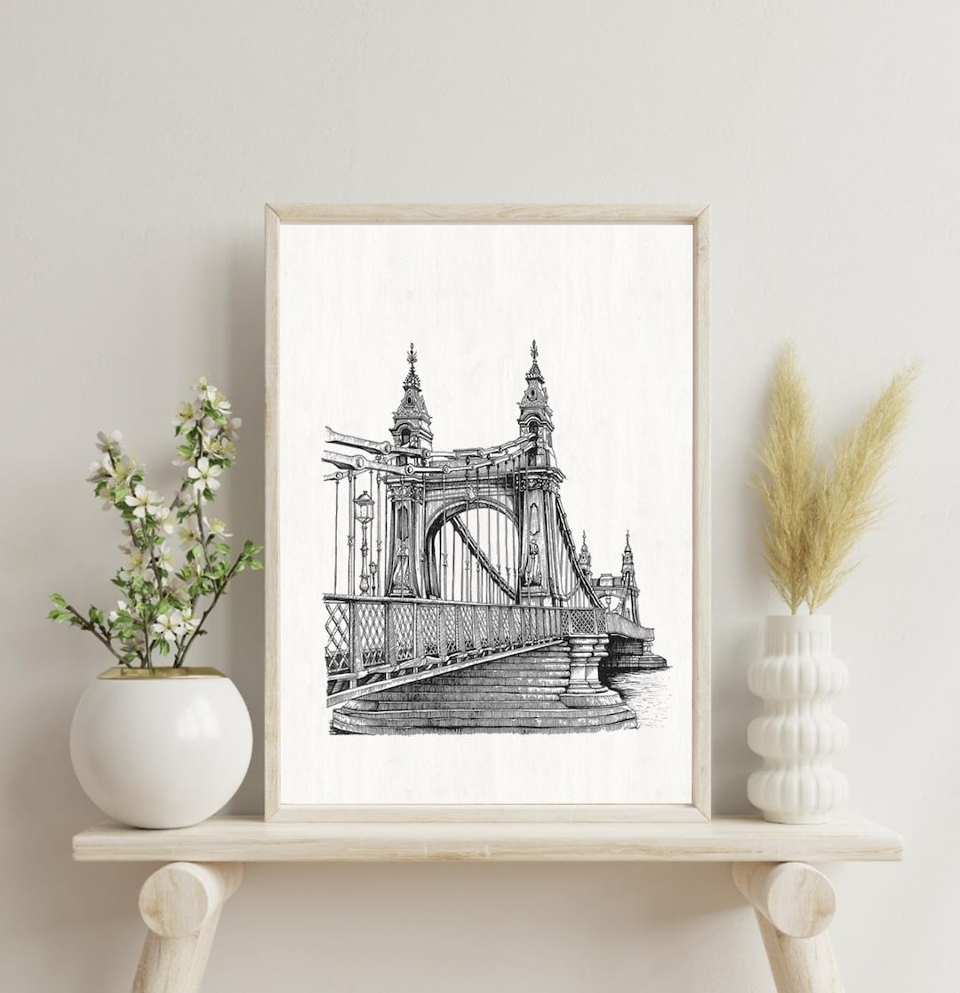 Hammersmith Bridge Illustration Print A4 - Etsy