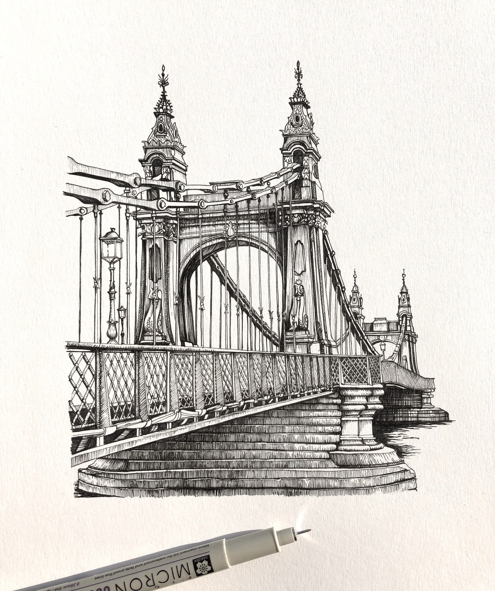 Hammersmith Bridge Illustration Print A4 - Etsy