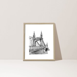 Hammersmith Bridge Illustration Print A4