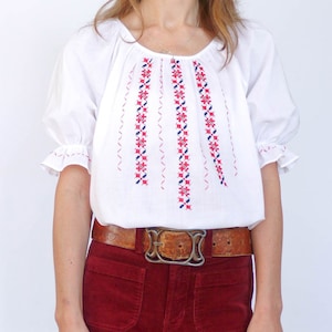 Vintage 70s folklore geborduurde tuniek farmers blouse deastock