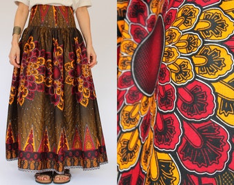 Vintage Handegemaakte Afrikaanse Batik maxi rok