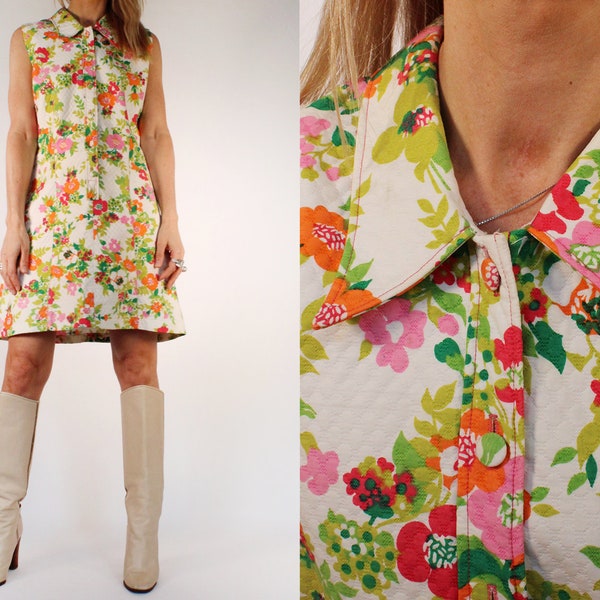 Vintage handmade sixties mini jurk MOD