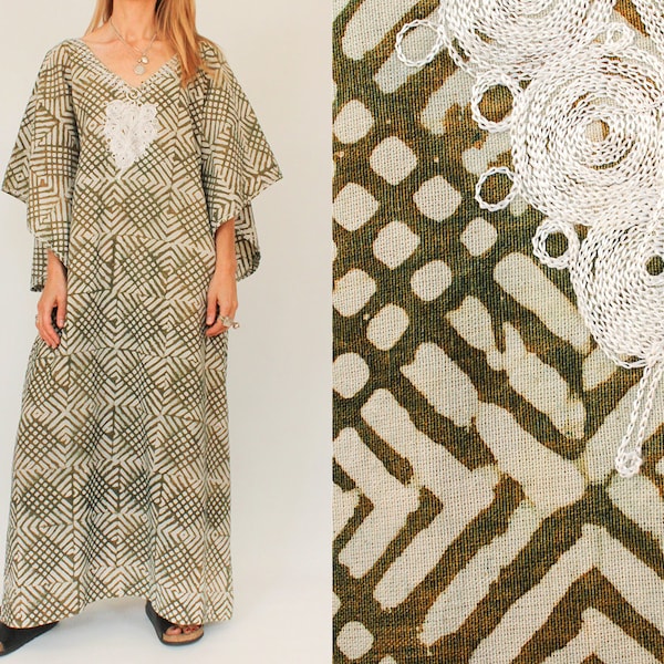 Vintage Batik geborduurde kaftan jurk