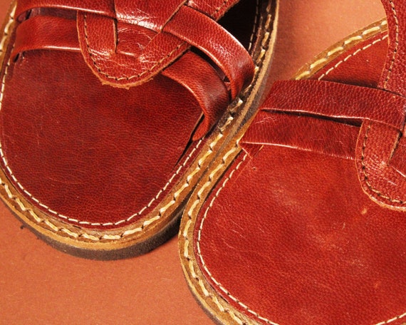 Deadstock Handgemaakte Vintage leren sandalen - image 9