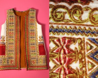 Vintage 1960s handgemaakt Vilt Kids Dashiki vest waistcoat