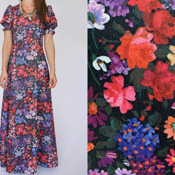 Vintage 1970s floral maxi jurk