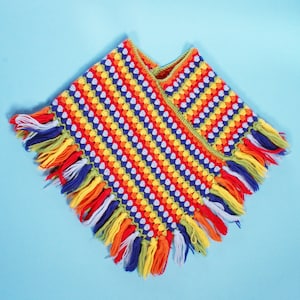 Vintage 1970s handmade crochet child kids poncho