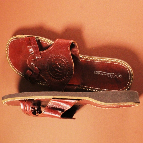 Deadstock Handgemaakte Vintage leren sandalen - image 5