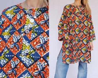 1970s Vintage met hand geverfde Batik hippie tuniek