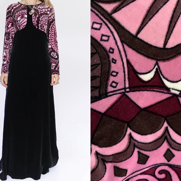 Vintage 60s velvet Vera Mont Paris maxi jurk