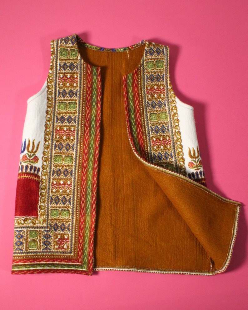 vintage des années 1960 handgemaakt Vilt Kids Dashiki gilet gilet image 3