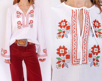 Vintage 1970s folklore geborduurde hippie tuniek deadstock