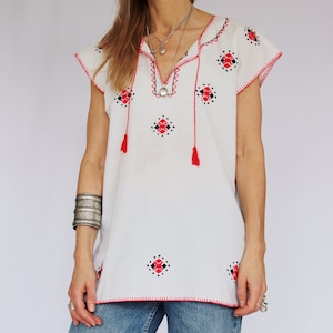 Vintage 70er Jahre bestickte Hippie Tunika