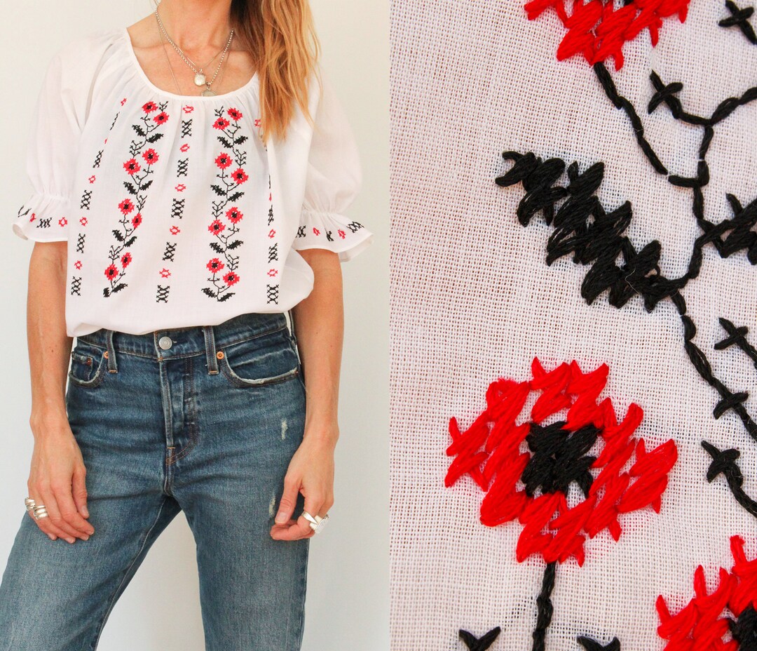 Seasonal Women's Bohemian Autumn Tunic Embroidered Folklore Blouses