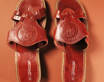 Deadstock Handgemaakte Vintage leren sandalen