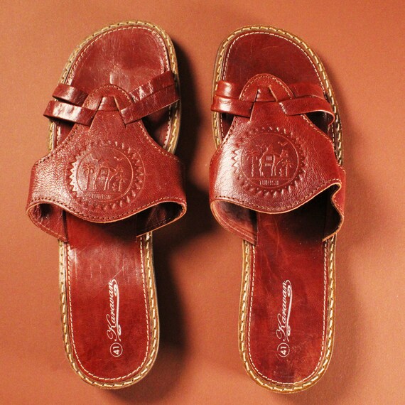 Deadstock Handgemaakte Vintage leren sandalen - image 2
