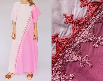 Vintage 1970s geborduurde kaftan jurk