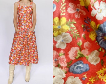 Vintage 1970er Jahre jurk met bloemen Druck