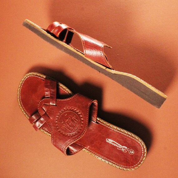 Deadstock Handgemaakte Vintage leren sandalen - image 4