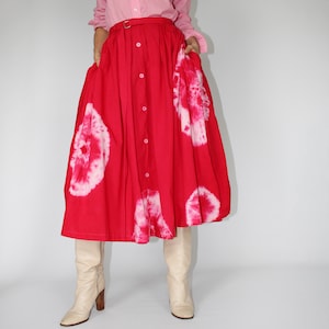 Vintage wijde tie dye doorknoop rok
